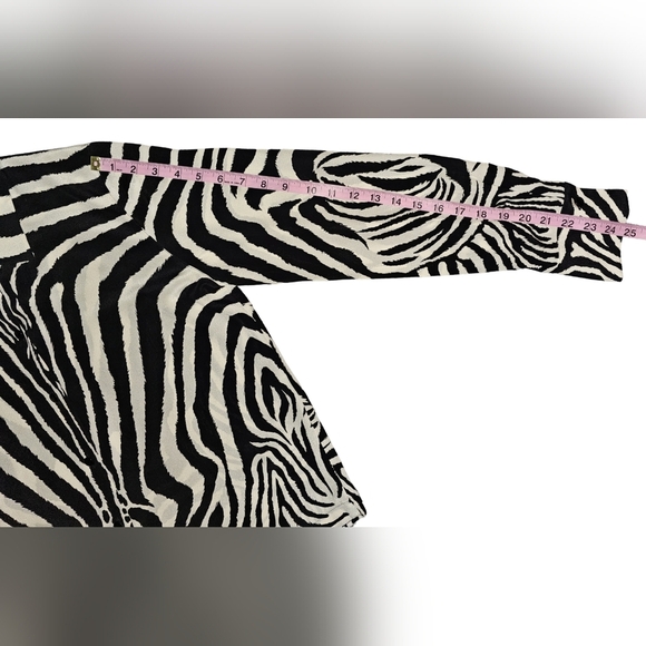 Laurèl by Escada Womens Silk Zebra Animal Print Button Blouse Top Shirt Sz 34/S - Picture 7 of 14